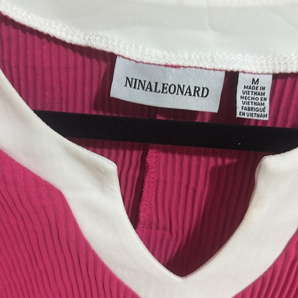 By Nina Leonard , Pink and White Sleeveless Sheath Dress - Picture 2 of 4